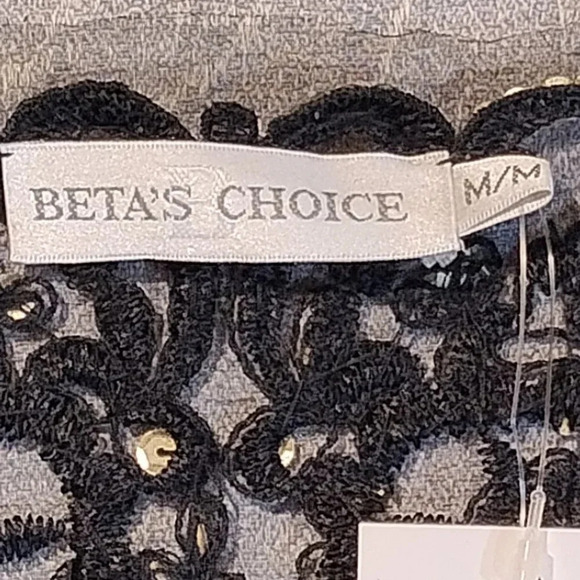 Beta's Choice NWT Black Stretch Knit Gold Sequin Scoop Neck Midi Dress in Medium - Picture 4 of 11